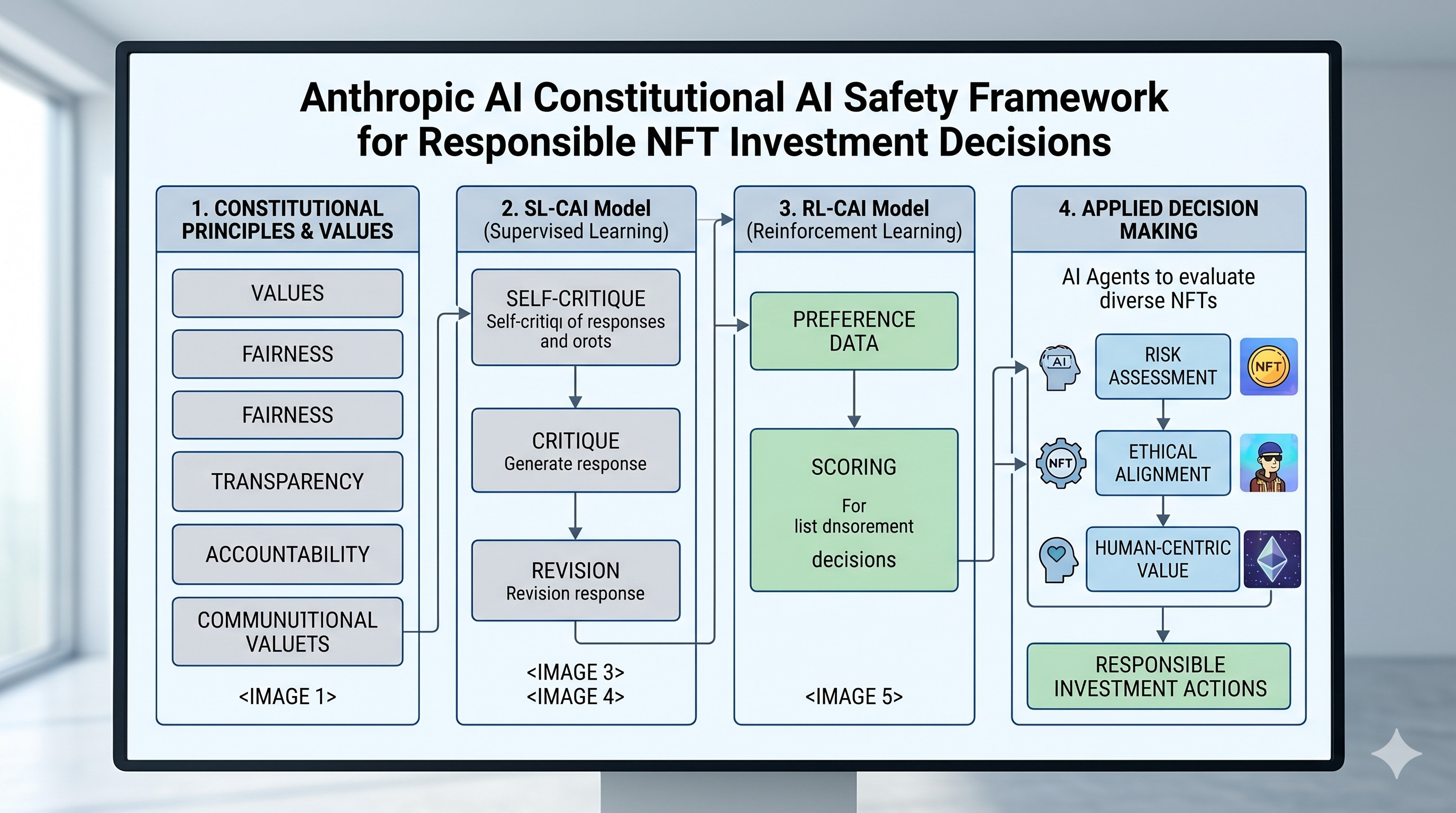 Anthropic AI Constitutional AI safety framework diagram — showing responsible AI design principles applied to NFT investment decisions