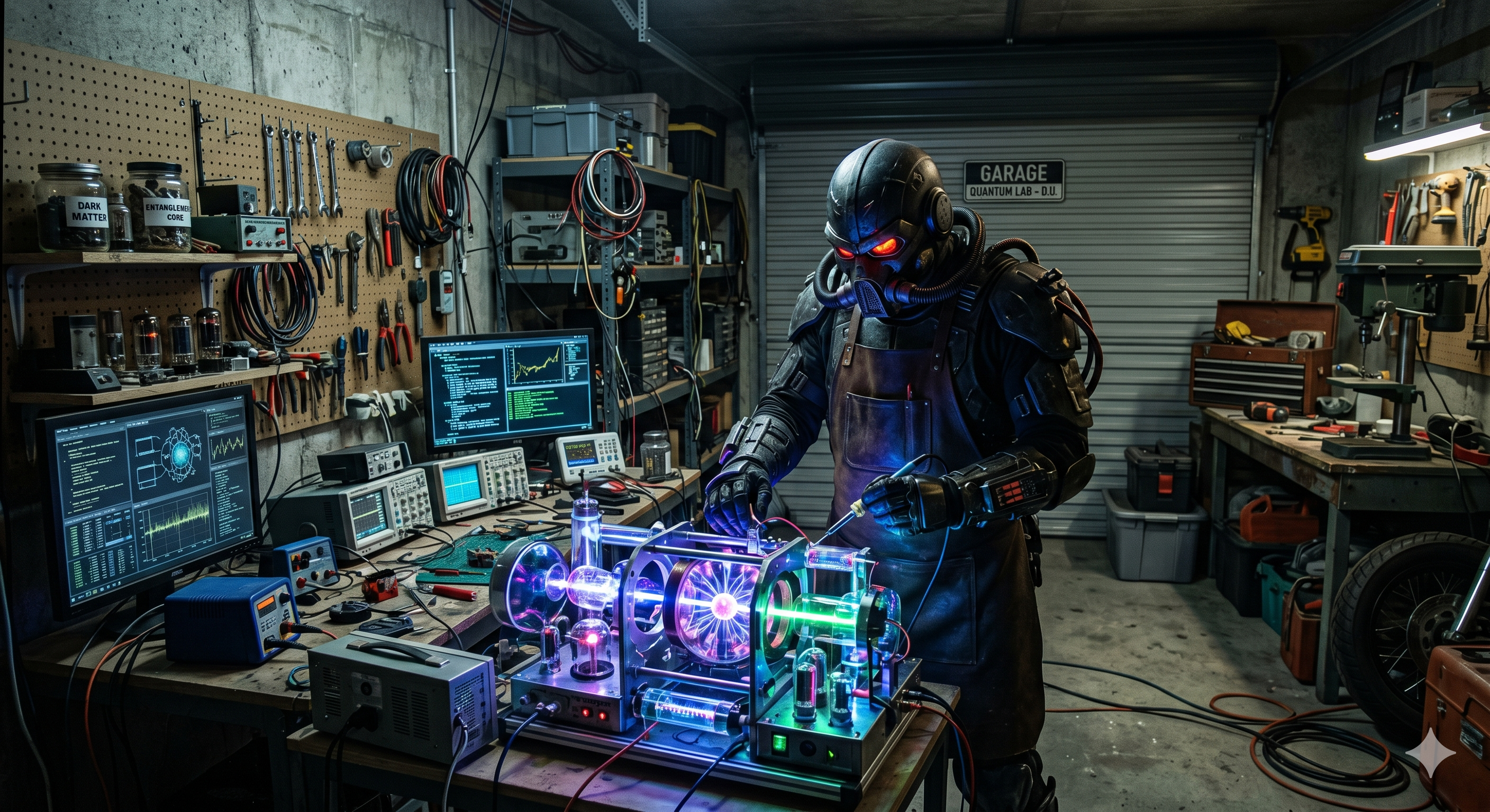 Dark Underlord's satirical quantum garage laboratory — inventor claims to beat the No-Communication Theorem