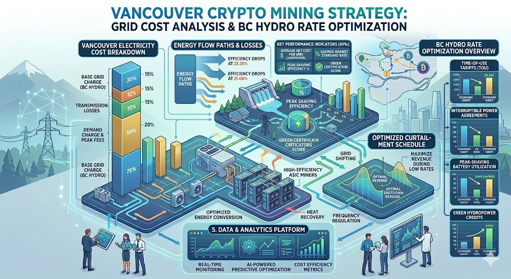 Power grid strategy importance for Vancouver crypto mining — electricity cost breakdown and BC Hydro rate optimization overview